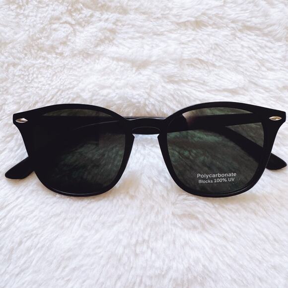 Stylens Accessories - Maura Black W/ Green Lenses Oversized Oval Horn Rims Sunglasses